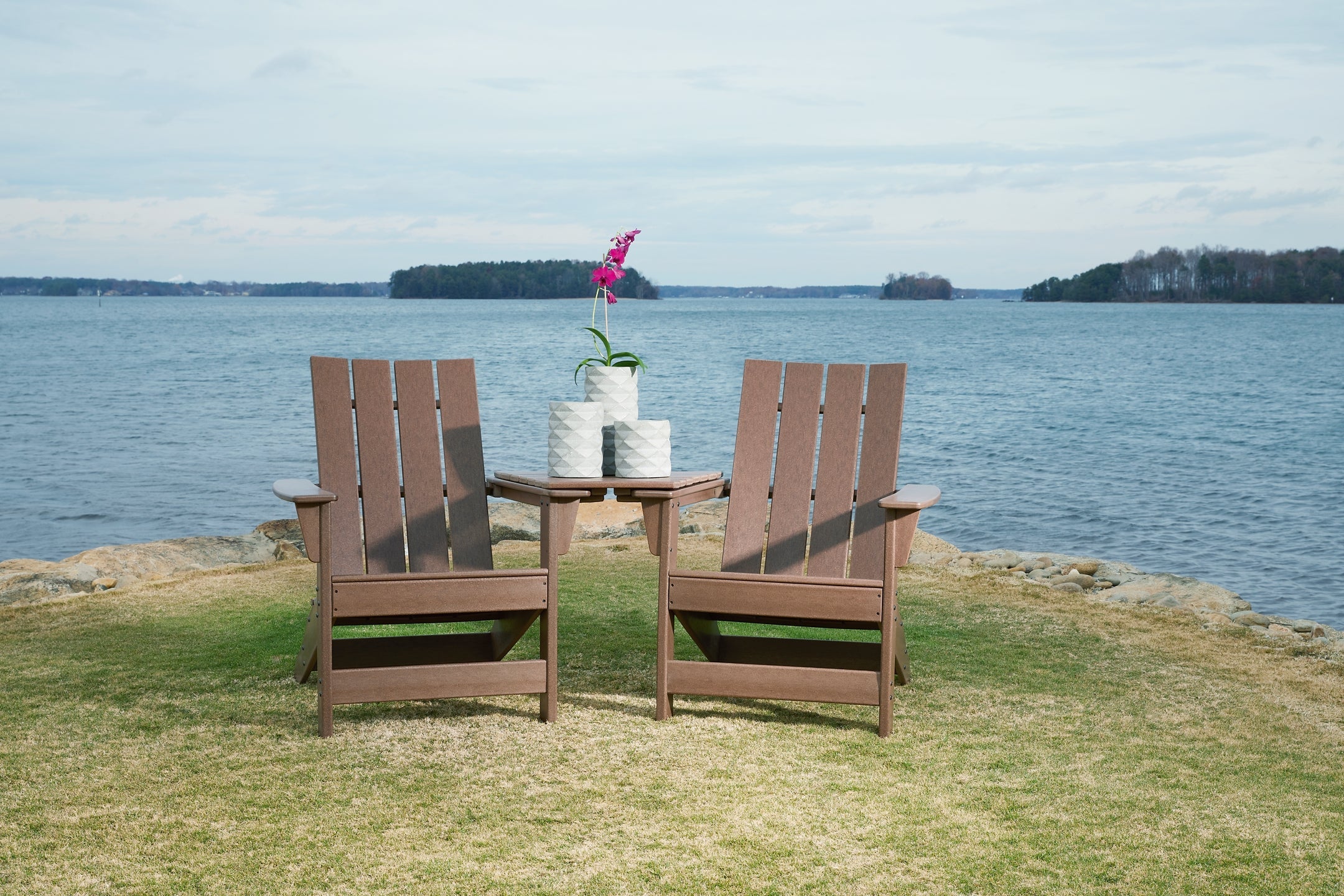 Emmeline Outdoor Adirondack Chair and Ottoman with Side Table