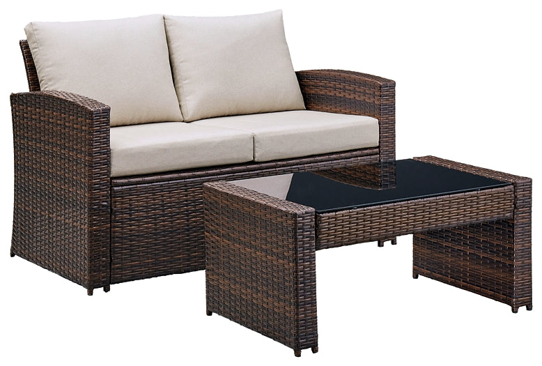 East Brook Outdoor Loveseat and 2 Lounge Chairs with Coffee Table
