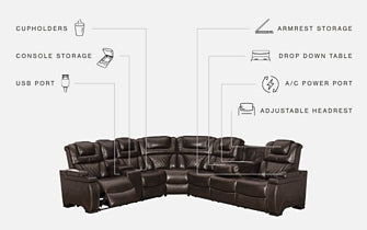 Warnerton 3-Piece Power Reclining Sectional