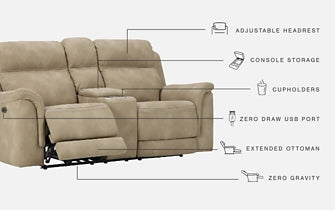 Next-gen Durapella Power Recliner Loveseat with Console and adjustable Headrest