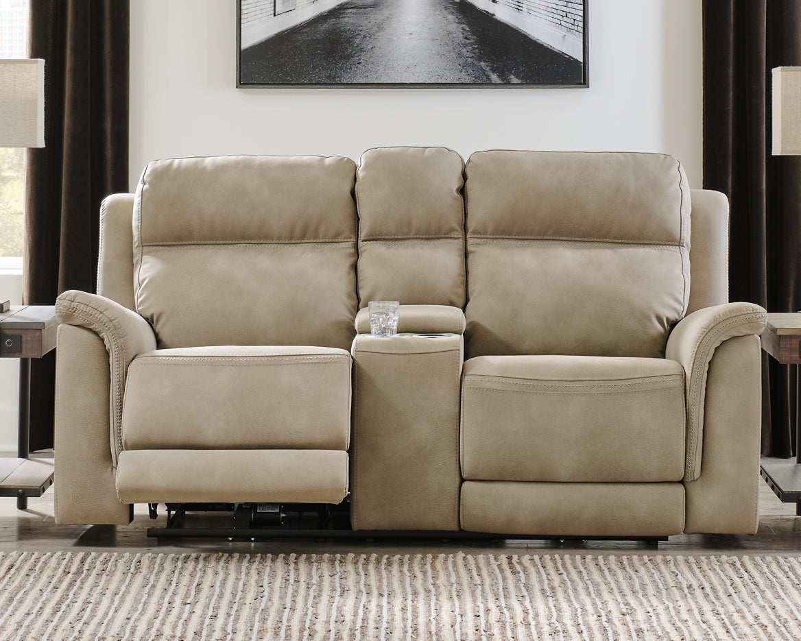 Next-gen Durapella Power Recliner Loveseat with Console and adjustable Headrest