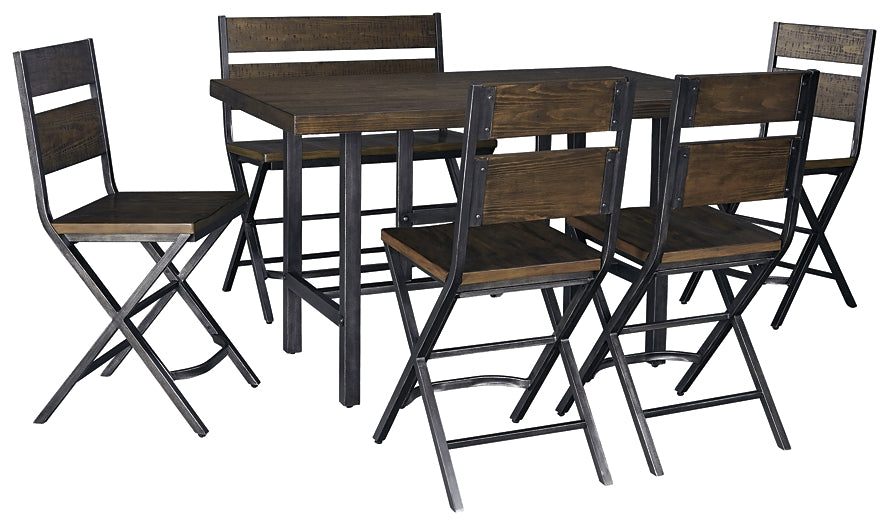 Kavara Counter Height Dining Table and 4 Barstools and Bench