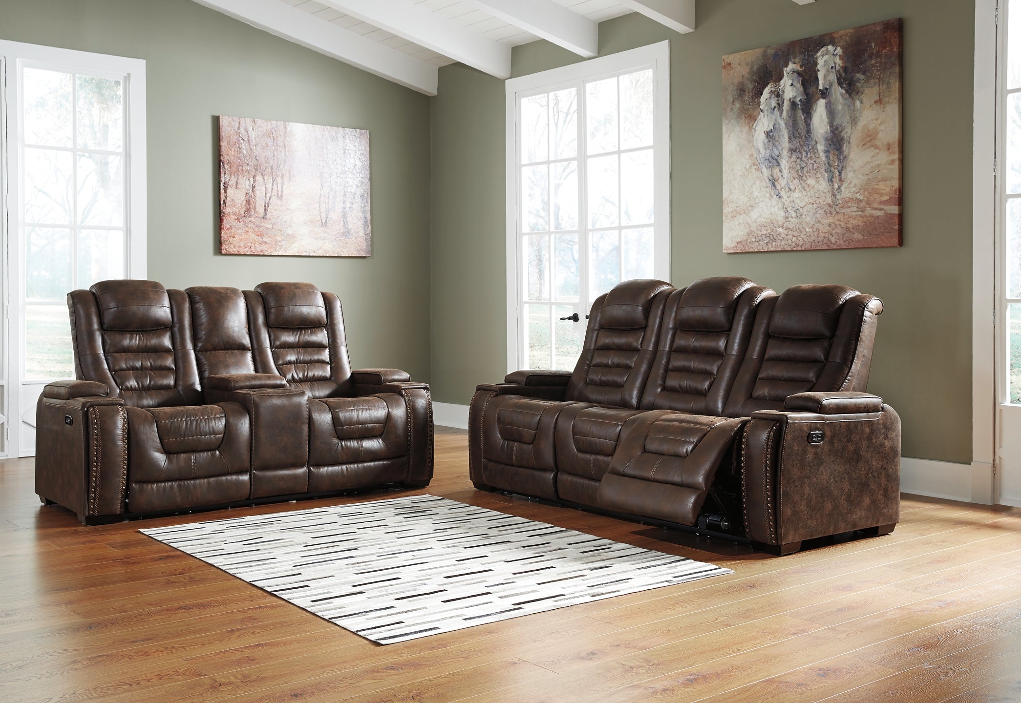 Game Zone Power Reclining Sofa and Loveseat