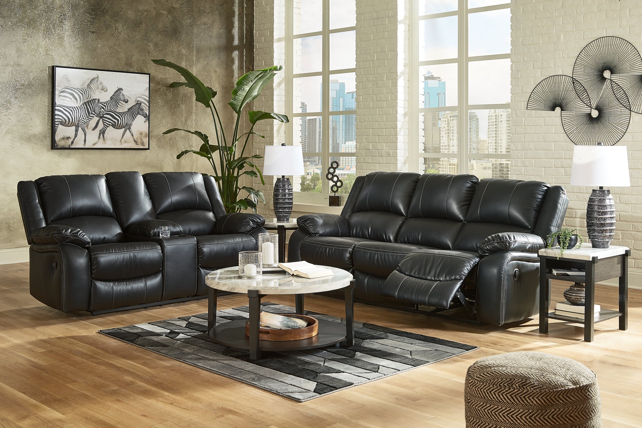 Calderwell Manual Reclining Sofa and Loveseat