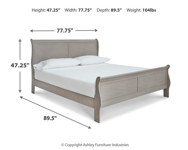 Kordasky King Sleigh Bed with Mirrored Dresser