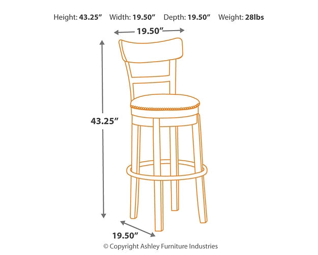 Pinnadel Bar Height Bar Stool (Set of 2)